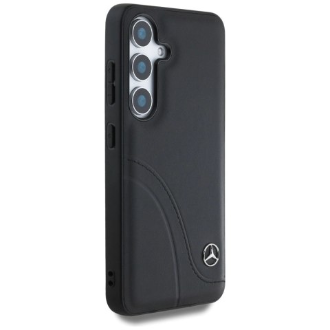 Etui Mercedes Leather Curved Stitches na Samsung Galaxy S25 - czarne