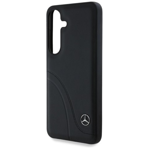 Etui Mercedes Leather Curved Stitches na Samsung Galaxy S25 - czarne