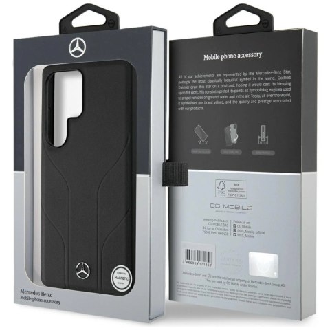 Etui Mercedes Leather Debossed Lines MagSafe na Samsung Galaxy S25 Ultra - czarne Etui Mercedes Leather Debossed Lines MagSafe na Samsung Galaxy S25 Ultra - czarne