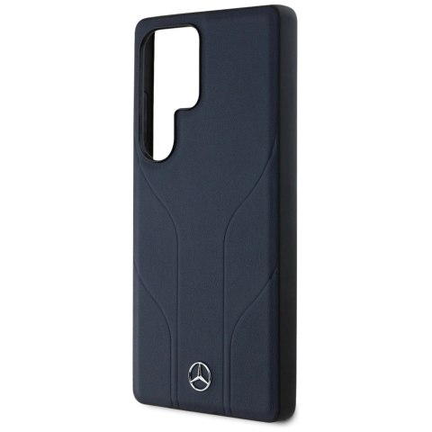Etui Mercedes Leather Debossed Lines MagSafe na Samsung Galaxy S25 Ultra - niebieskie
