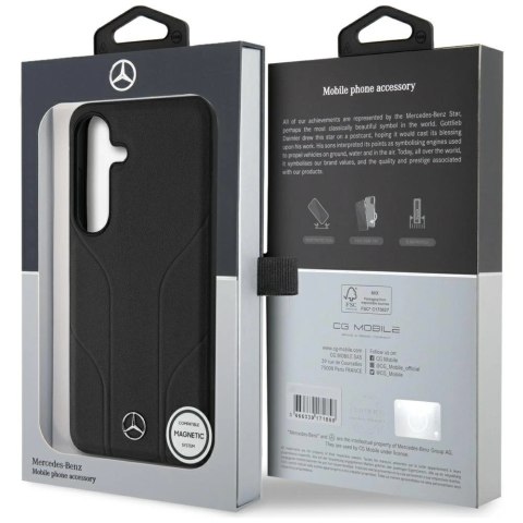 Etui Mercedes Leather Debossed Lines MagSafe na Samsung Galaxy S25+ - czarne Etui Mercedes Leather Debossed Lines MagSafe na Samsung Galaxy S25+ - czarne