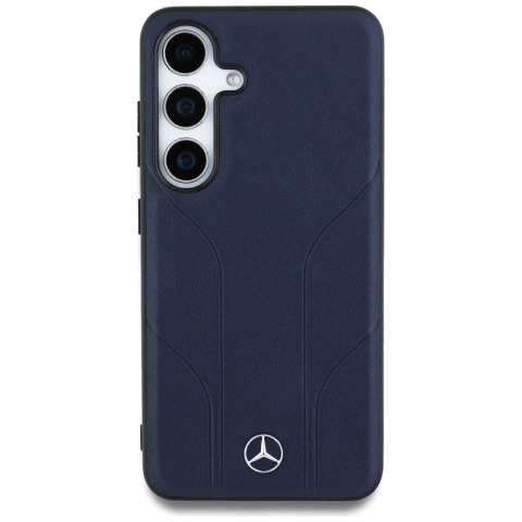 Etui Mercedes Leather Debossed Lines MagSafe na Samsung Galaxy S25 - niebieskie