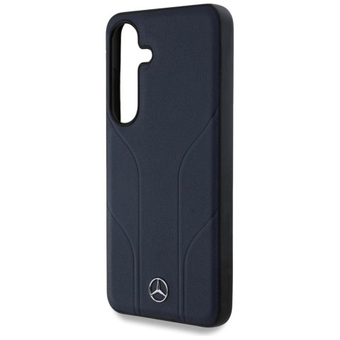 Etui Mercedes Leather Debossed Lines MagSafe na Samsung Galaxy S25 - niebieskie