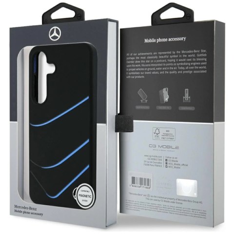 Etui Mercedes Silicone Contrasted Curves MagSafe na Samsung Galaxy S25 - czarne Etui Mercedes Silicone Contrasted Curves MagSafe na Samsung Galaxy S25 - czarne