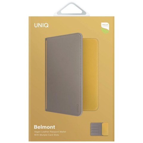Etui na paszport UNIQ Belmont z blokadą RFID - szaro-żółte