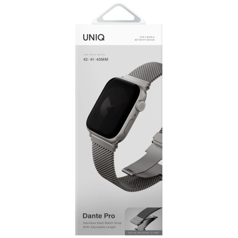 Pasek UNIQ Dante Pro do Apple Watch 40 / 41 / 42 mm ze stali nierdzewnej - tytanowy