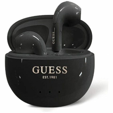 Słuchawki TWS Guess Glossy Effect Egg Shape Printed Classic Logo - czarne Słuchawki TWS Guess Glossy Effect Egg Shape Printed Classic Logo - czarne
