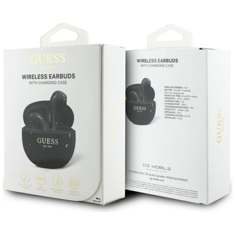 Słuchawki TWS Guess Glossy Effect Egg Shape Printed Classic Logo - czarne Słuchawki TWS Guess Glossy Effect Egg Shape Printed Classic Logo - czarne