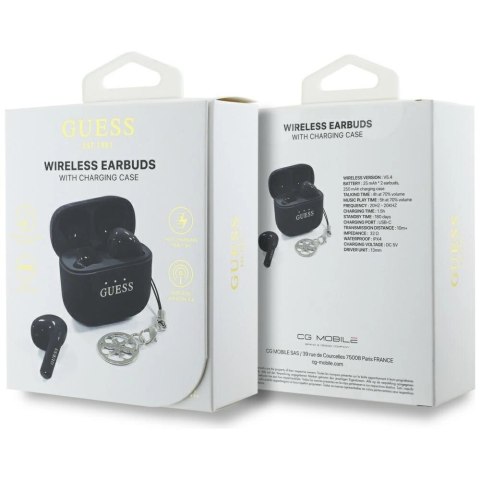 Słuchawki TWS Guess Glossy Effect Printed Classic Logo & Charm - czarne Słuchawki TWS Guess Glossy Effect Printed Classic Logo & Charm - czarne