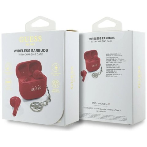 Słuchawki TWS Guess Glossy Effect Printed Classic Logo & Charm - czerwone Słuchawki TWS Guess Glossy Effect Printed Classic Logo & Charm - czerwone