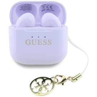 Słuchawki TWS Guess Glossy Effect Printed Classic Logo & Charm - lawendowe