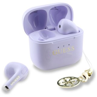 Słuchawki TWS Guess Glossy Effect Printed Classic Logo & Charm - lawendowe