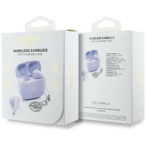 Słuchawki TWS Guess Glossy Effect Printed Classic Logo & Charm - lawendowe Słuchawki TWS Guess Glossy Effect Printed Classic Logo & Charm - lawendowe