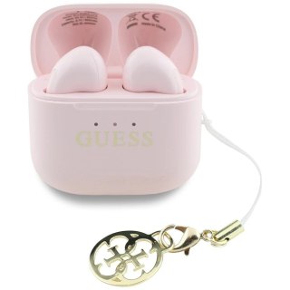 Słuchawki TWS Guess Glossy Effect Printed Classic Logo & Charm - różowe