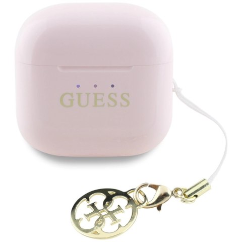 Słuchawki TWS Guess Glossy Effect Printed Classic Logo & Charm - różowe