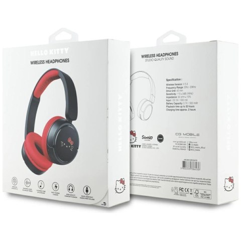 Słuchawki nauszne Hello Kitty Face Logo Bluetooth - czerwone Słuchawki nauszne Hello Kitty Face Logo Bluetooth - czerwone