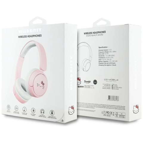Słuchawki nauszne Hello Kitty Face Logo Bluetooth - różowe Słuchawki nauszne Hello Kitty Face Logo Bluetooth - różowe