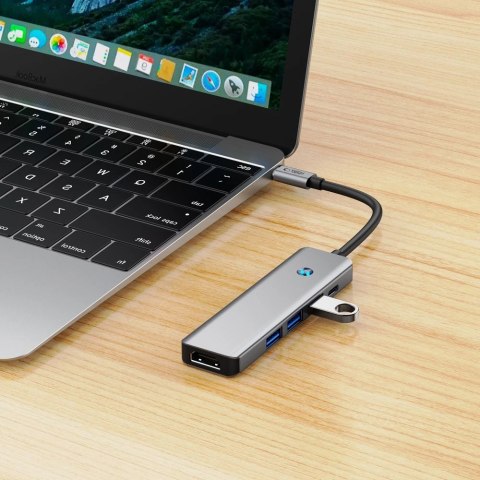 Adapter Tech-Protect HB01 HUB Adapter 5w1 USB-C + USB3.0 + HDMI 4K 60Hz + PD100W - szary Adapter Tech-Protect HB01 HUB Adapter 5w1 USB-C + USB3.0 + HDMI 4K 60Hz + PD100W - szary