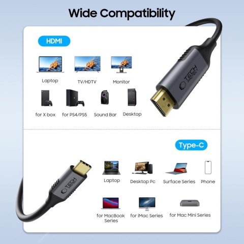 Kabel Tech-Protect UltraBoost USB-C / HDMI 60Hz 180cm - czarny Kabel Tech-Protect UltraBoost USB-C / HDMI 60Hz 180cm - czarny