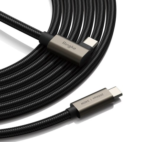 Kabel kątowy Ringke 3.2 gen. 2x2 USB-C, PD 3.1 240W 1m - czarny Kabel kątowy Ringke 3.2 gen. 2x2 USB-C, PD 3.1 240W 1m - czarny