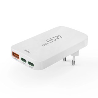 Ładowarka Hama GaN 65W 2x USB-C 1x USB-A składana - biała