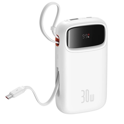 Powerbank Baseus QPow 2 20000mAh 30W z 2 wbudowanymi kablami USB-C - biały Powerbank Baseus QPow 2 20000mAh 30W z 2 wbudowanymi kablami USB-C - biały