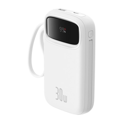 Powerbank Baseus QPow 2 20000mAh 30W z 2 wbudowanymi kablami USB-C - biały Powerbank Baseus QPow 2 20000mAh 30W z 2 wbudowanymi kablami USB-C - biały