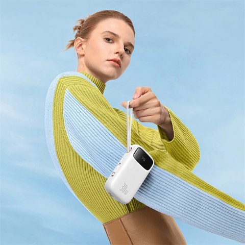 Powerbank Baseus QPow 2 20000mAh 30W z 2 wbudowanymi kablami USB-C - biały Powerbank Baseus QPow 2 20000mAh 30W z 2 wbudowanymi kablami USB-C - biały