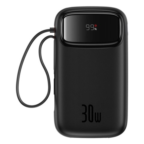 Powerbank Baseus QPow 2 20000mAh 30W z 2 wbudowanymi kablami USB-C - czarny Powerbank Baseus QPow 2 20000mAh 30W z 2 wbudowanymi kablami USB-C - czarny