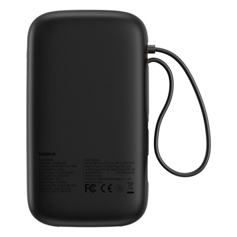 Powerbank Baseus QPow 2 20000mAh 30W z 2 wbudowanymi kablami USB-C - czarny Powerbank Baseus QPow 2 20000mAh 30W z 2 wbudowanymi kablami USB-C - czarny