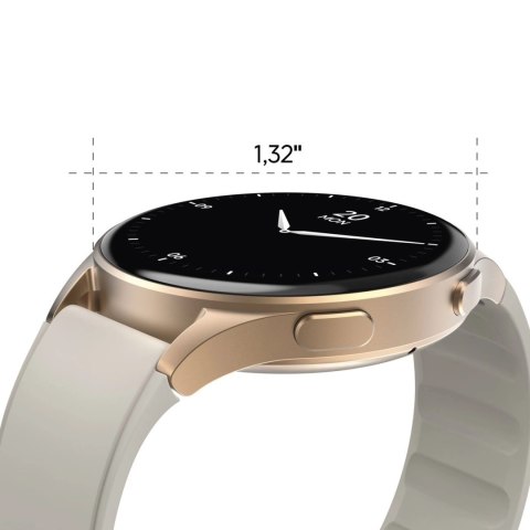 Smartwatch Hama 8900 GPS AMOLED 1.32" z beżowym paskiem silikonowym - złoty Smartwatch Hama 8900 GPS AMOLED 1.32" z beżowym paskiem silikonowym - złoty