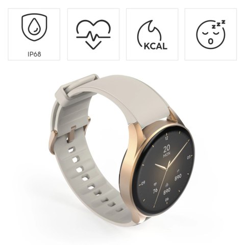 Smartwatch Hama 8900 GPS AMOLED 1.32" z beżowym paskiem silikonowym - złoty Smartwatch Hama 8900 GPS AMOLED 1.32" z beżowym paskiem silikonowym - złoty