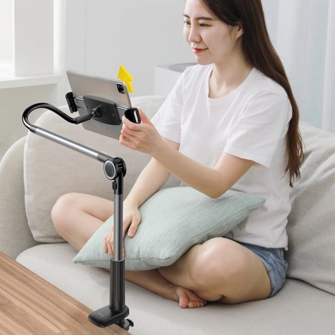 Uchwyt Baseus Otaku na telefon, tablet, obrotowy, regulowany, mocowany do blatu - szary Uchwyt Baseus Otaku na telefon, tablet, obrotowy, regulowany, mocowany do blatu - szary