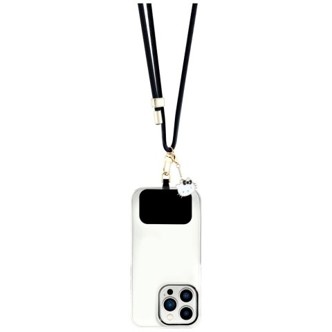 Uniwersalna smycz do telefonu Hello Kitty Patch & Kitty Head Charm - czarna Uniwersalna smycz do telefonu Hello Kitty Patch & Kitty Head Charm - czarna