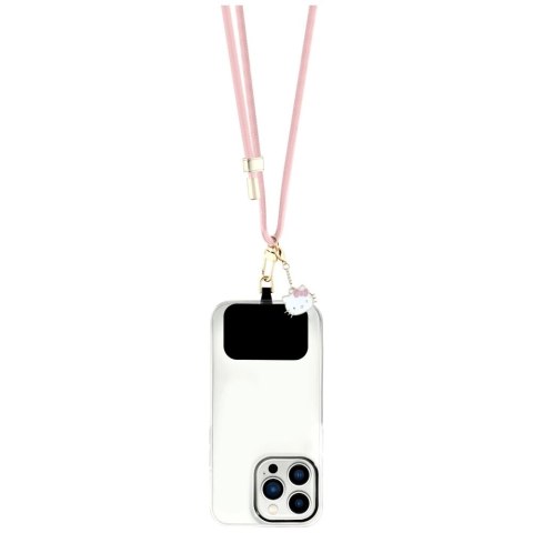 Uniwersalna smycz do telefonu Hello Kitty Patch & Kitty Head Charm - różowa Uniwersalna smycz do telefonu Hello Kitty Patch & Kitty Head Charm - różowa