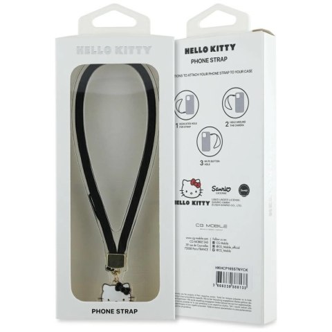 Zawieszka na telefon Hello Kitty Nylon Cord Kitty Head - czarna Zawieszka na telefon Hello Kitty Nylon Cord Kitty Head - czarna
