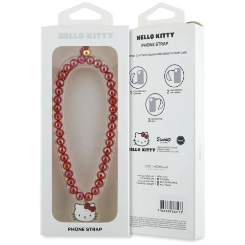 Zawieszka na telefon Hello Kitty Pearls Kitty Head - czerwona Zawieszka na telefon Hello Kitty Pearls Kitty Head - czerwona
