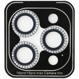 Zestaw 2w1 Guess BP Rhinestone szkło na ekran i obiektyw aparatu do iPhone 16 Pro Max - srebrny