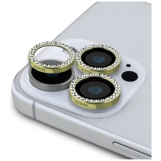 Zestaw 2w1 Guess BP Rhinestone szkło na ekran i obiektyw aparatu do iPhone 16 Pro Max - złoty