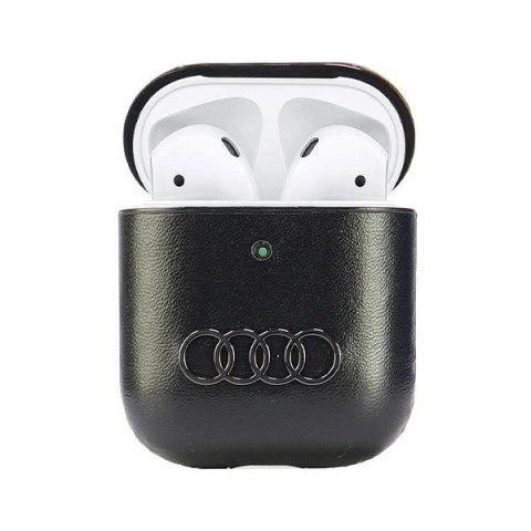 Etui Audi Leather Big Logo na AirPods 1 / 2 - czarne Etui Audi Leather Big Logo na AirPods 1 / 2 - czarne