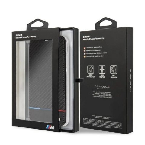 Etui BMW Carbon Tricolor Stripe na iPhone XS Max - czarne