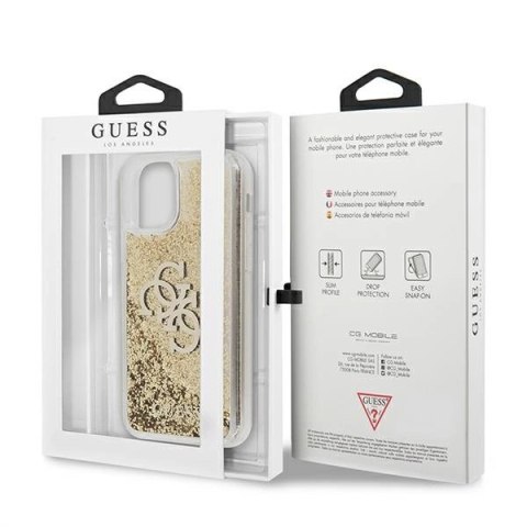 Etui Guess 4G Big Liquid Glitter na iPhone 11 6,1" / Xr - złote