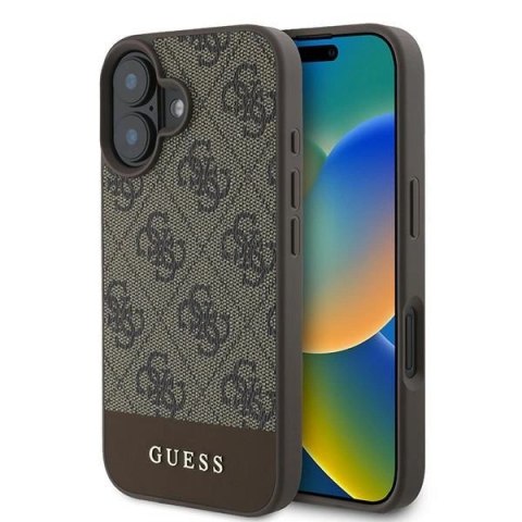 Etui Guess 4G Bottom Stripe na iPhone 16 Plus 6.7" - brązowe Etui Guess 4G Bottom Stripe na iPhone 16 Plus 6.7" - brązowe