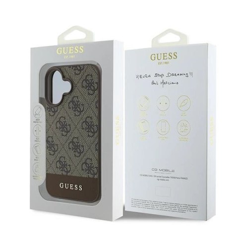 Etui Guess 4G Bottom Stripe na iPhone 16 Plus 6.7" - brązowe Etui Guess 4G Bottom Stripe na iPhone 16 Plus 6.7" - brązowe