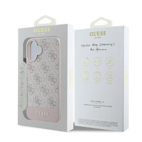 Etui Guess 4G Bottom Stripe na iPhone 16 Plus 6.7" - różowe Etui Guess 4G Bottom Stripe na iPhone 16 Plus 6.7" - różowe