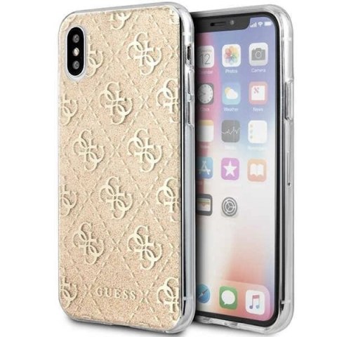 Etui Guess 4G Glitter na iPhone X / Xs - złote Etui Guess 4G Glitter na iPhone X / Xs - złote