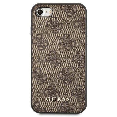 Etui Guess 4G Metal Gold Logo na iPhone SE 2022 / 2020 / 7 / 8 - brązowe Etui Guess 4G Metal Gold Logo na iPhone SE 2022 / 2020 / 7 / 8 - brązowe