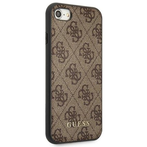Etui Guess 4G Metal Gold Logo na iPhone SE 2022 / 2020 / 7 / 8 - brązowe Etui Guess 4G Metal Gold Logo na iPhone SE 2022 / 2020 / 7 / 8 - brązowe