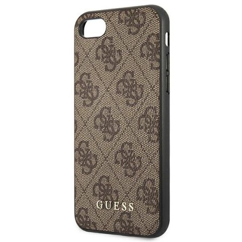 Etui Guess 4G Metal Gold Logo na iPhone SE 2022 / 2020 / 7 / 8 - brązowe Etui Guess 4G Metal Gold Logo na iPhone SE 2022 / 2020 / 7 / 8 - brązowe