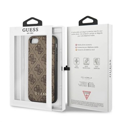 Etui Guess 4G Metal Gold Logo na iPhone SE 2022 / 2020 / 7 / 8 - brązowe Etui Guess 4G Metal Gold Logo na iPhone SE 2022 / 2020 / 7 / 8 - brązowe